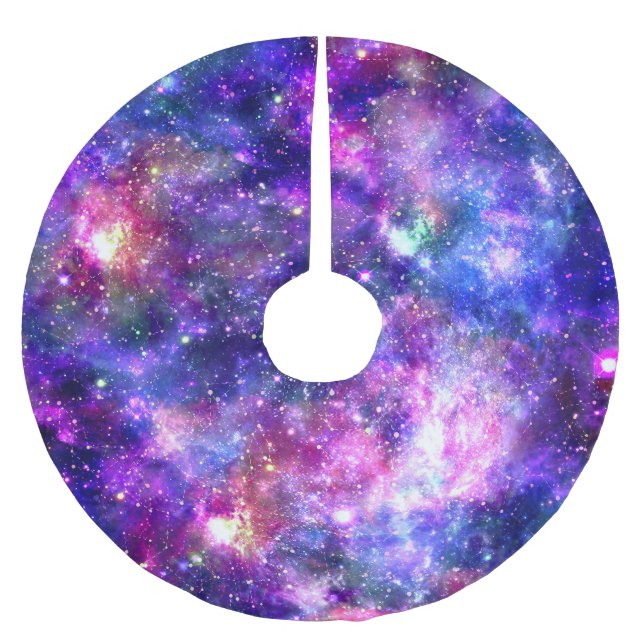 Galaxy Night Print Cosmic Design Julgransmatta Borstad Polyester (Framsidan)