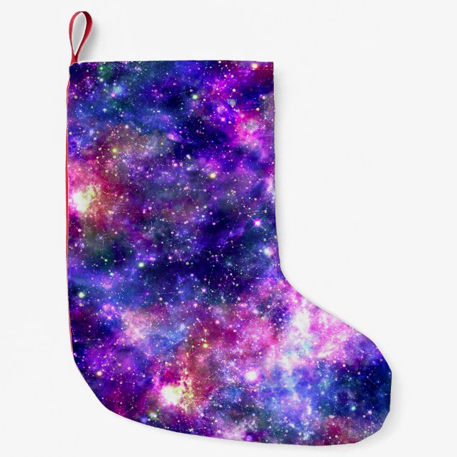 Galaxy Night Print Cosmic Design Liten Julstrumpa (Framsidan)