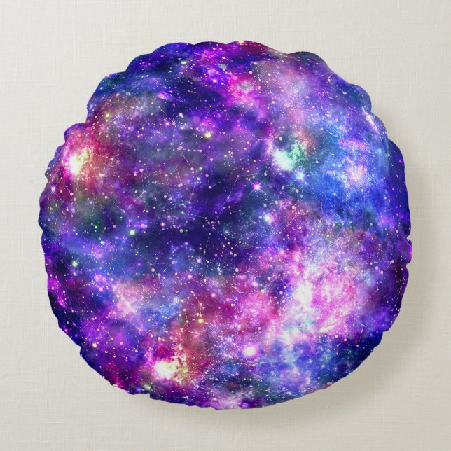 Galaxy Night Print Cosmic Design Rund Kudde (Framsidan)