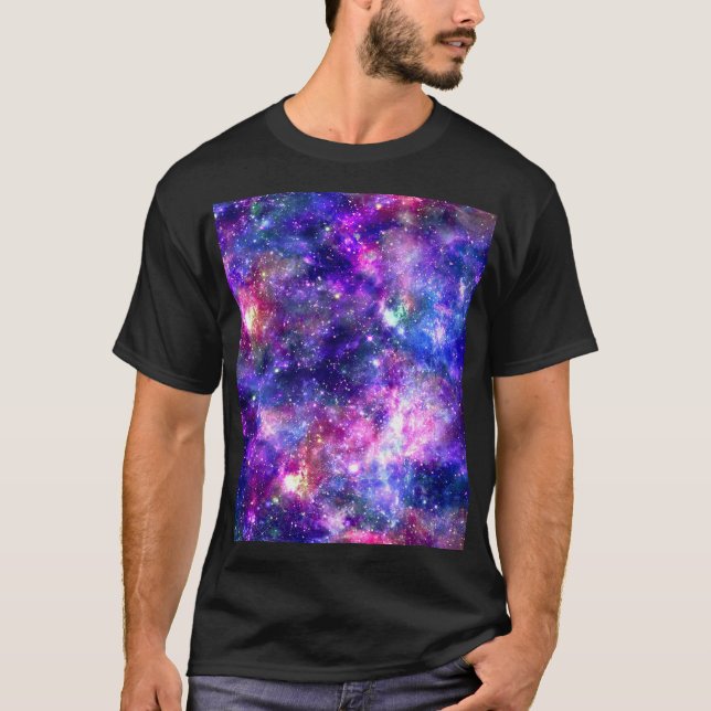 Galaxy Night Print Cosmic Design T Shirt (Framsida)