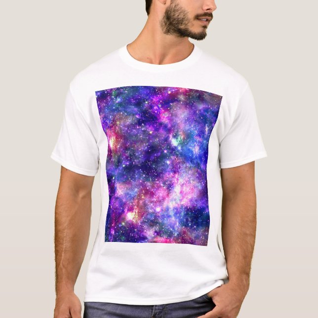 Galaxy Night Print Cosmic Design T Shirt (Framsida)