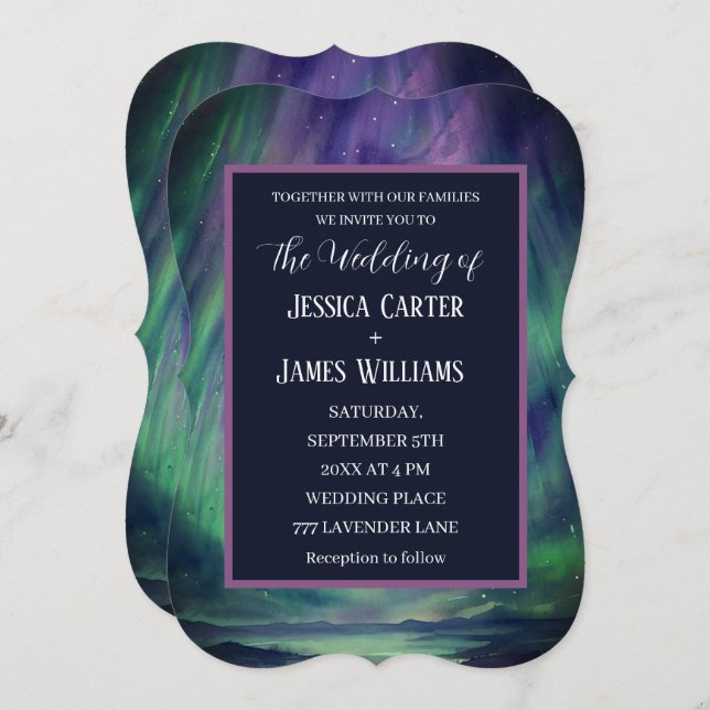 Galaxy Northern Lights Outer Celestial Stars Inbjudningar (Fram/baksida)