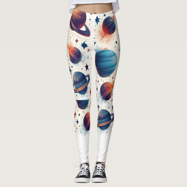 Galaxy och spaltbalkar leggings (Framsida)