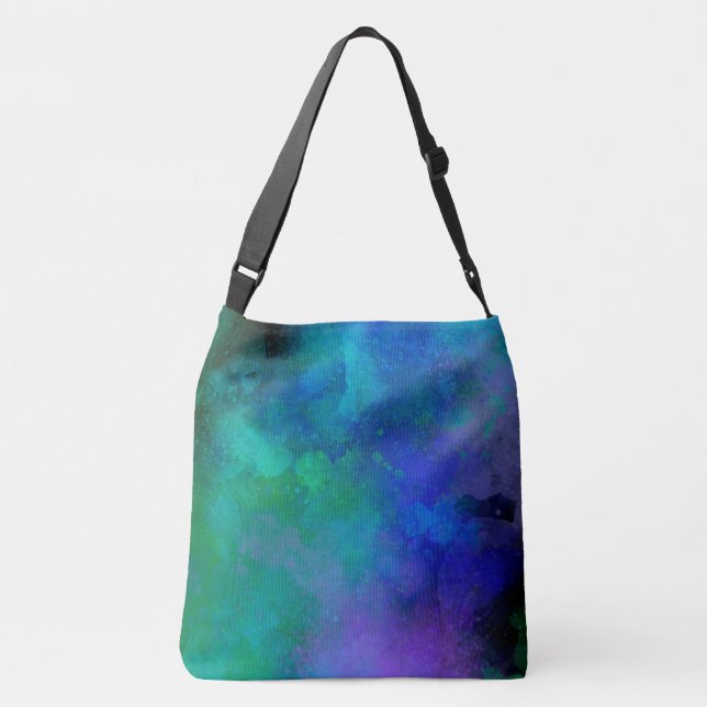 Galaxy Paint Splatter, effekt Blå grönt Axelväska (Baksida)