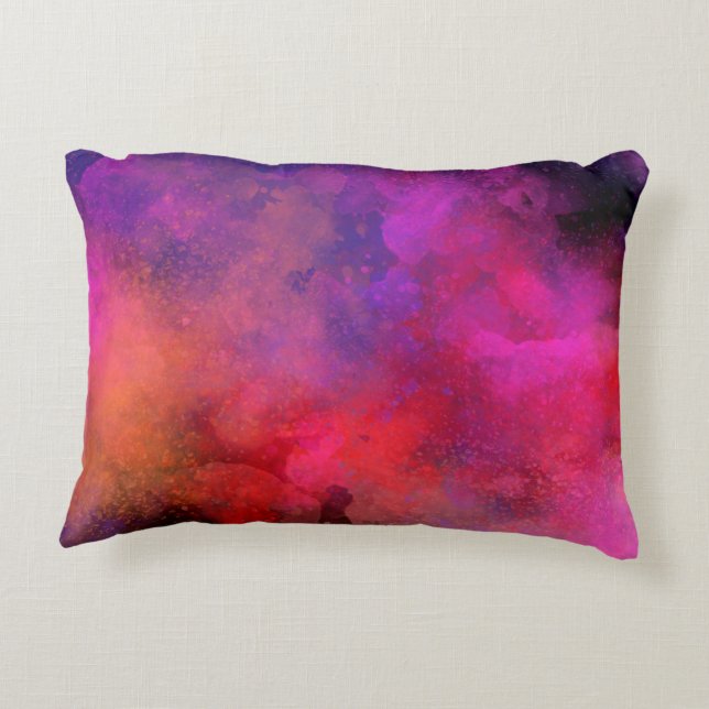 Galaxy Paint Splatter, effekt rosa orange Prydnadskudde (Baksidan)