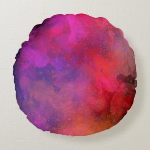 Galaxy Paint Splatter, effekt rosa Red Rund Kudde