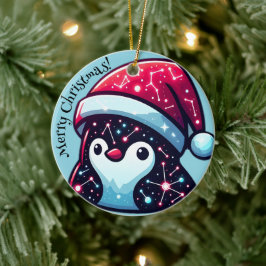Galaxy Penguin | Kosmisk julkeramisk prydnad Julgransprydnad Keramik