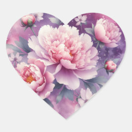 Galaxy Peony Heart Stickers Hjärtformat Klistermärke