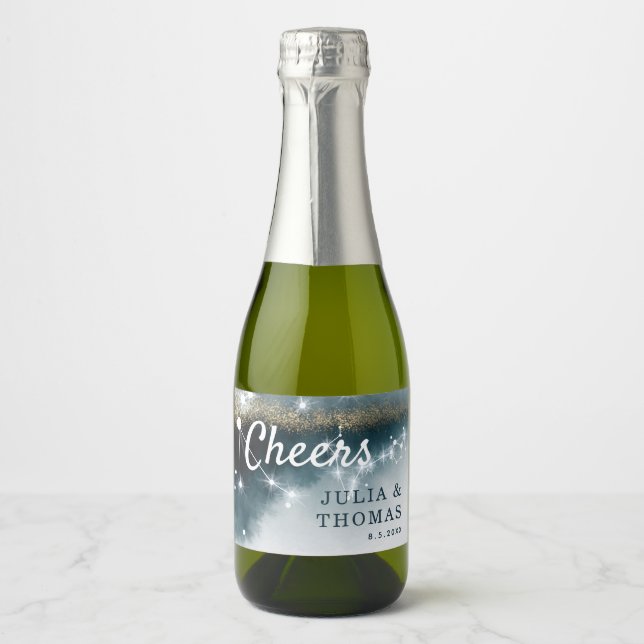 Galaxy Personlig Blue Guld Stars Bröllop (Framsida)