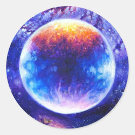 Galaxy planet and nebula runt klistermärke