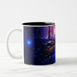 Galaxy planet och nebula Två-Tonad mugg
