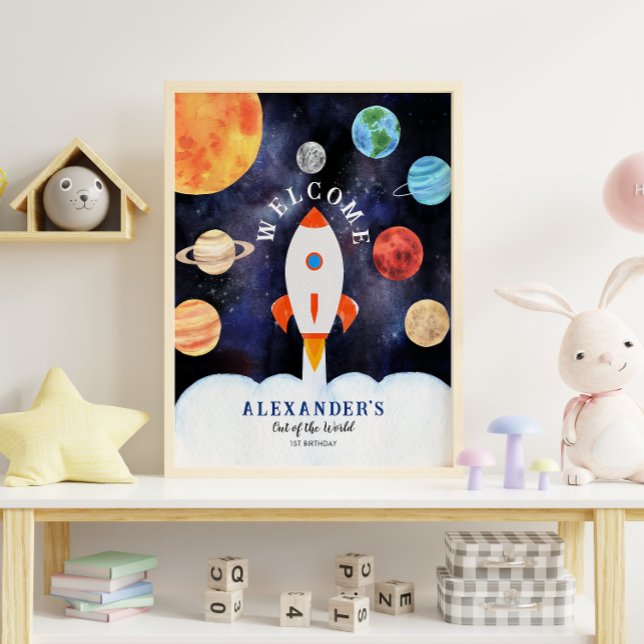 Galaxy Planets och Stars Space Rocket Välkommen Poster (Skapare uppladdad)