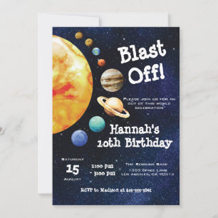 Galaxy Planets Solar System Rymden Birthday Inbjudningar