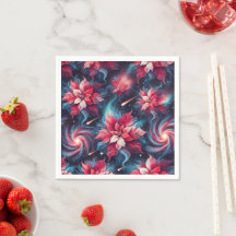Galaxy Poinsettia Festive Blommönster Decoupage