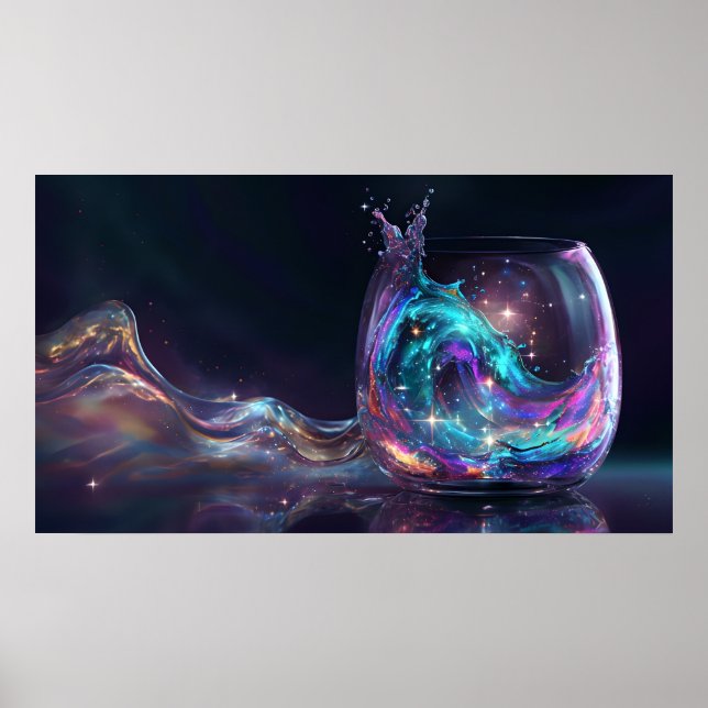 Galaxy Pour Poster - utskrift av konsmisk glasbild (Framsidan)
