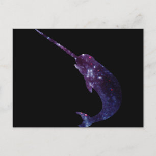Galaxy Print Narwhal Vykort