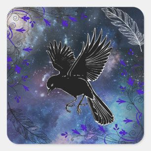 Galaxy Raven Sticker Fyrkantigt Klistermärke