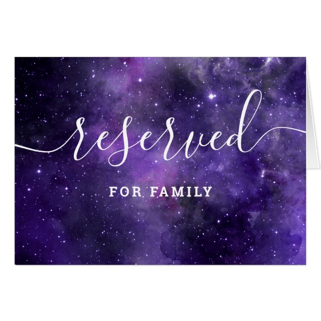 Galaxy Reserved Skylt | Celestial Nattlig Bröllop OBS Kort (Framsidan Horizontal)