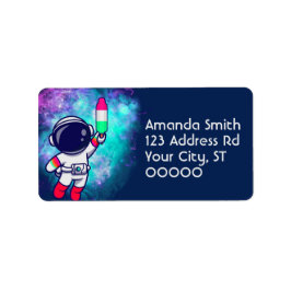 Galaxy Retro Astronaut Bomb Popsicle Adressetikett