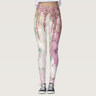 Galaxy Ro Guld Glitter Drives Elegant Design Leggings