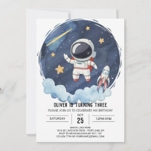 Galaxy Rocket Astronaut Boy Birthday Inbjudningar