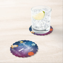 Galaxy Rocket ThLED Kids 1:a födelsedag Party Underlägg Papper