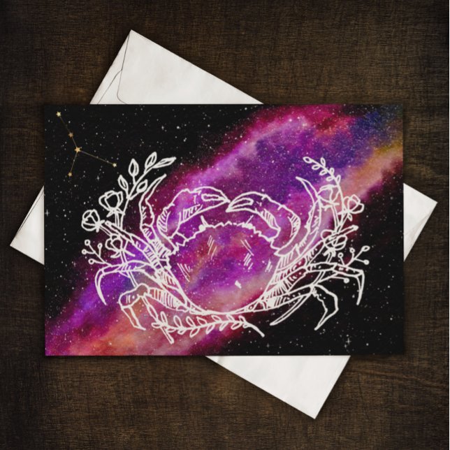 Galaxy Rosa Cancer Zodiac Constellation Sign Card (Skapare uppladdad)