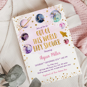 Galaxy Rosa Guld Baby Shower Inbjudningar