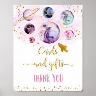 Galaxy Rosa Guld-kort och gåvor - födelsedagsskylt Poster