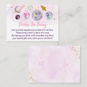 Galaxy Rosa Guld Space Baby Shower Bok Request Tilläggskort
