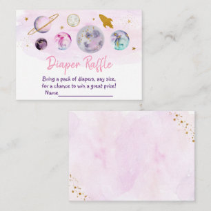 Galaxy Rosa Guld Space Baby Shower Diaper Raffle Tilläggskort