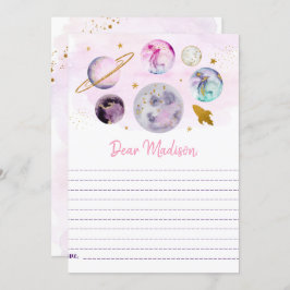 Galaxy Rosa Guld Space Birthday Time Capsule Cards Inbjudningar