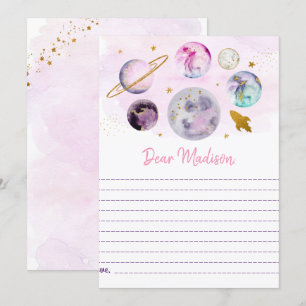 Galaxy Rosa Guld Space Birthday Time Capsule Cards Inbjudningar