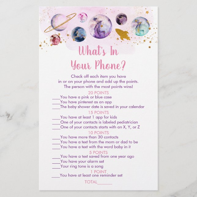 Galaxy Rosa Guld Space What's in your Mobil Game (Framsida)