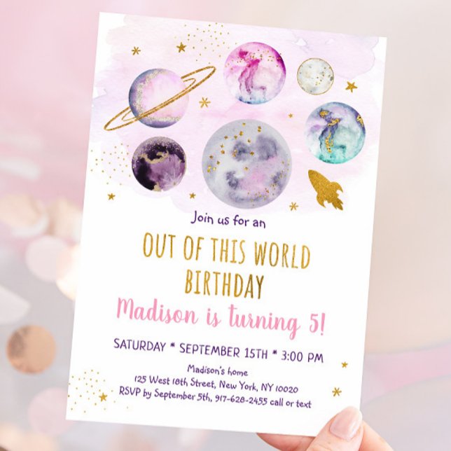 Galaxy Rosa Guld ut ur denna världsdag Inbjudningar (Skapare uppladdad)