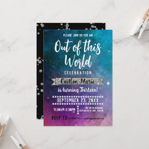 Galaxy Rymden Tonåring födelsedagen Inbjudningar