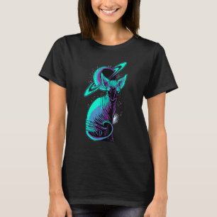 Galaxy Saturus Planet Sphynx Coola Kattdjur Kat T Shirt