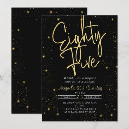 Galaxy Script Black och Guld 85:e Födelsedagsfeste Inbjudningar