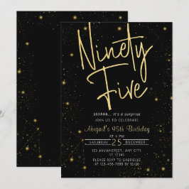 Galaxy Script Black och Guld 95:e Födelsedagsfeste Inbjudningar