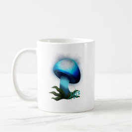 Galaxy Shiitake Glowing Light Blue Mushroom Kaffemugg