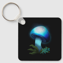 Galaxy Shiitake Glowing Light Blue Mushroom Metall Nyckelring