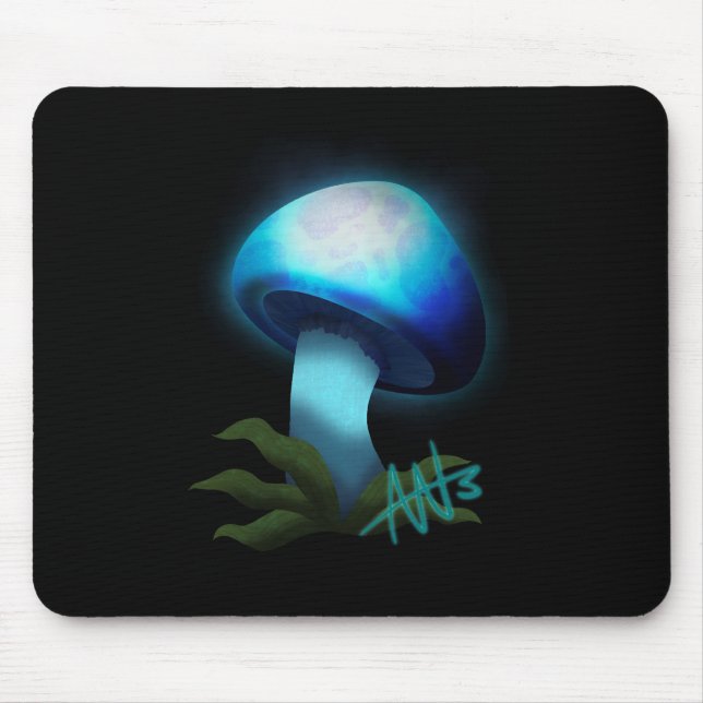 Galaxy Shiitake Glowing Light Blue Mushroom Musmatta (Framsidan)