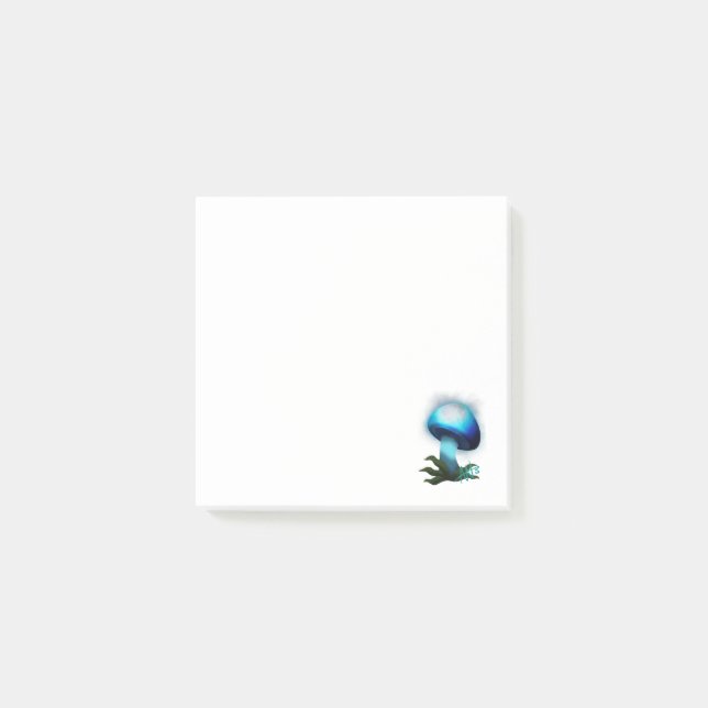 Galaxy Shiitake Glowing Light Blue Mushroom Post-it Block (Framsida)