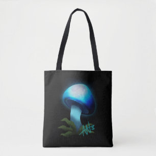 Galaxy Shiitake Glowing Light Blue Mushroom Tygkasse