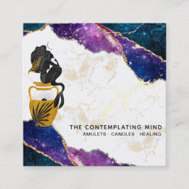 *~* Galaxy Sjöjungfru Måne Mystic Agate Affärskort Fyrkantigt Visitkort