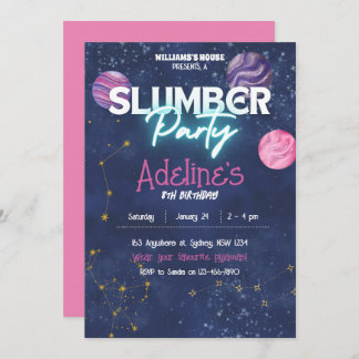 Galaxy slumber party Birthday-inbjudan Inbjudningar