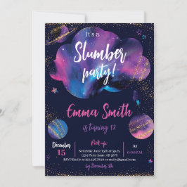 Galaxy Slumber Party Black Inbjudningar