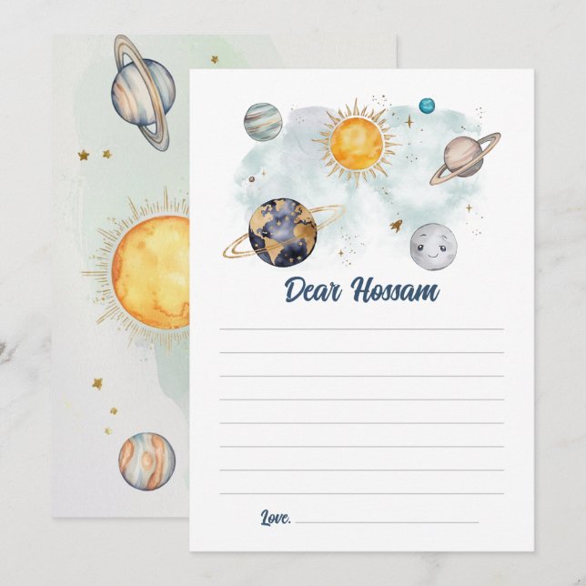 Galaxy Sol Måne Stars Planets för rymden-dagstidni Kort (Fram/baksida)