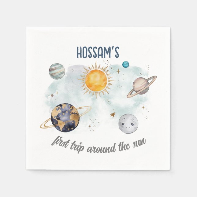 Galaxy Sol Måne Stars Planets för rymden-dagstidni Pappersservett (Framsidan)