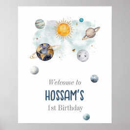 Galaxy Sol Måne Stars Planets för rymden-dagstidni Poster